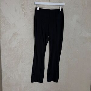Black High Waisted Seamed 7/8 Leggings with Snap Ankle Detail Size M COmpression